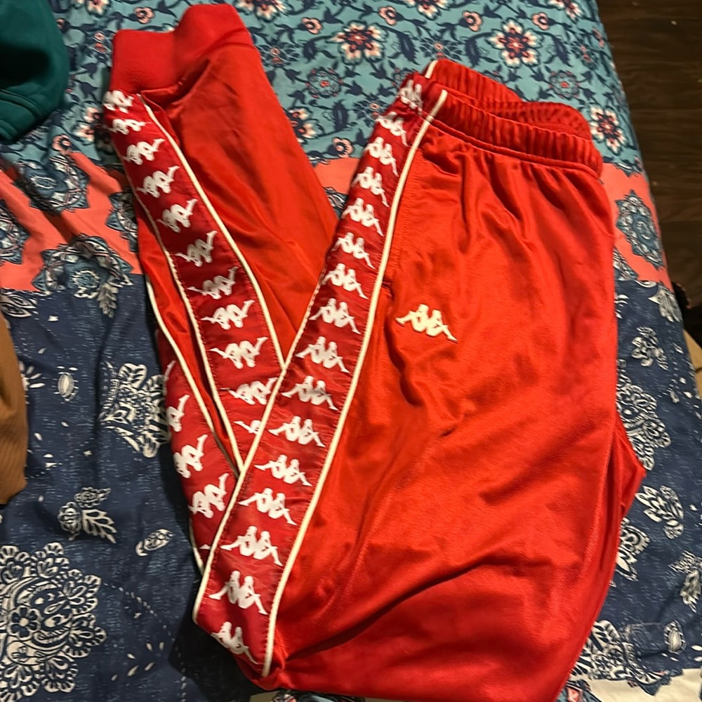 red Kappa joggers in large